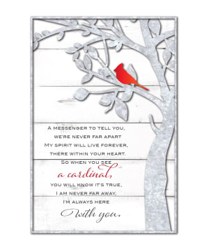 Large Framed Cardinal Wall Art w/Sentiment Flower Bouquet