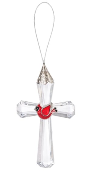 Cardinal Cross Ornament Flower Bouquet