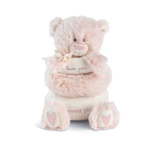 Stackable Plush Teddy - Pink Flower Bouquet