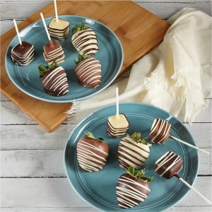 Belgian Chocolate–Dipped Strawberries & Cheesecake Pops Flower Bouquet