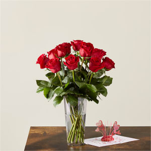 Long Stem Red Rose Bouquet & Lovepop® Pop-Up Card Flower Bouquet