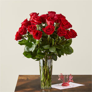 Long Stem Red Rose Bouquet & Lovepop® Pop-Up Card Flower Bouquet