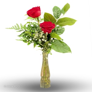 Duo Rose Vase Flower Bouquet