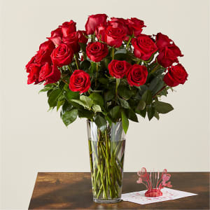 Long Stem Red Rose Bouquet & Lovepop® Pop-Up Card Flower Bouquet