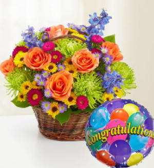 Beautiful Basket to Say Congratulations Flower Bouquet