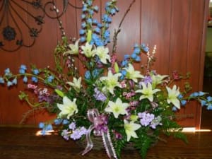 Pastel Memory Basket Flower Bouquet