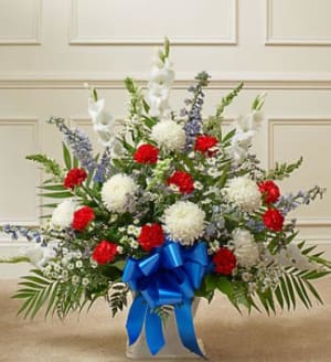 Patriotic  Tribute Floor Basket Arrangement Flower Bouquet