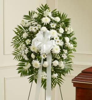 Deepest Sympathies White Standing Spray Flower Bouquet