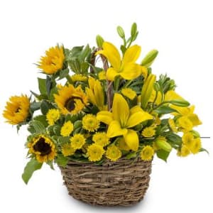 Basket of Sunshine Flower Bouquet