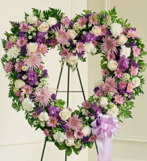 Always Remember Lavender Floral Heart Tribute Flower Bouquet