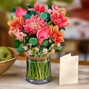 Dahlia Pop-Up Greeting Card Flower Bouquet