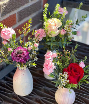 Stone Vase with Valentine's Blooms