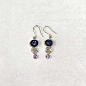 Labradorite & Amethyst Sterling Silver Earrings Flower Bouquet