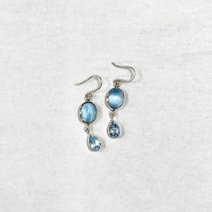 Larimar & Blue Topaz Sterling Silver Earrings  Flower Bouquet