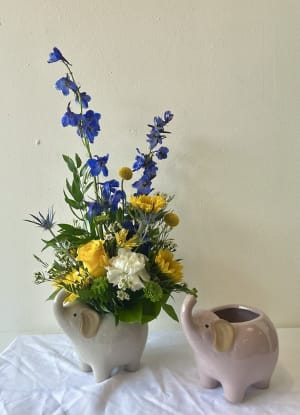 Baby Elephant Vase Flower Bouquet