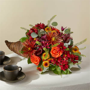 Autumn Herald Cornucopia Flower Bouquet