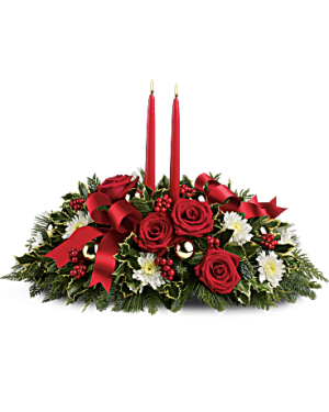 Holiday Shimmer Centerpiece Flower Bouquet