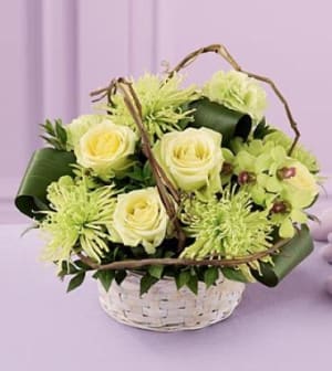 Basket of Greens Flower Bouquet