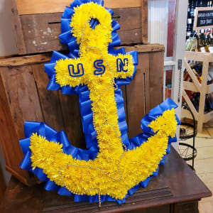 U. S. Navy Anchor, Insignia, Yellow & Blue Flower Bouquet