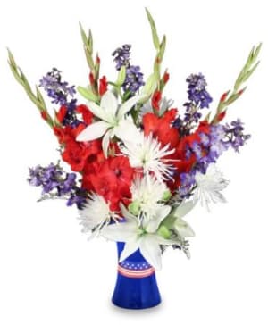 RED WHITE & TRUE BLUE Flower Bouquet