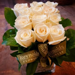 White Rose Cube, Compact Dozen (3x4) Flower Bouquet