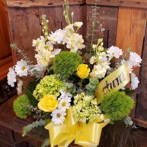 Budding Spring Memorial Basket Flower Bouquet