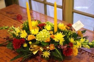 Amber Candled Centerpiece Flower Bouquet