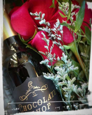 Wine and Roses Flower Bouquet