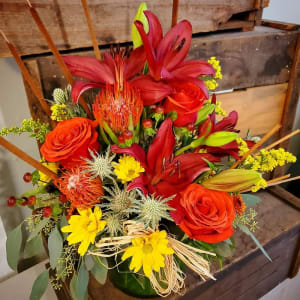 Thistle, Berry & Pincushion Flower Bouquet