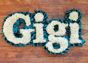 Gigi, White on Teal Flower Bouquet