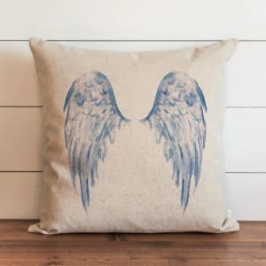 Angel Wings Inspirational Decor Pillow, Blue Wings Flower Bouquet