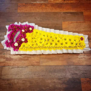 Carpenter's Hand Saw in Purple and Yellow Flower Bouquet