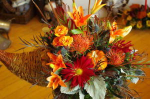 Cornucopia of Orange Flower Bouquet