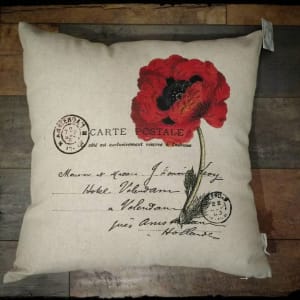 Poppy Inspirational Decor Pillow Flower Bouquet