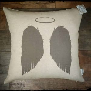 Angel Wings Inspirational Decor Pillow, Charcoal Flower Bouquet