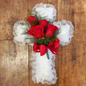 Satin Cross, Red Flower Bouquet