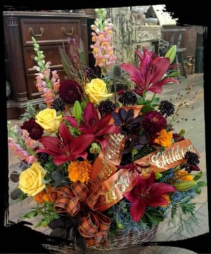 Autumn Sympathy Basket Flower Bouquet