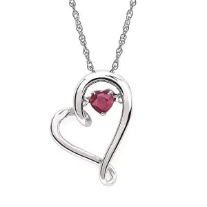 JULY (Ruby) BIRTHSTONE Sterling Pendant Flower Bouquet