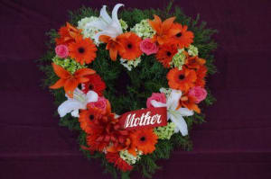 Heart-shaped Wreath, Cedar Orange Flower Bouquet