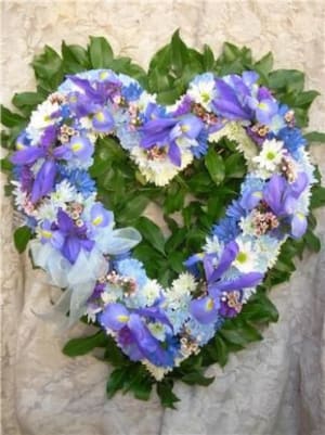 Blue & White Heart-shaped Wreath Flower Bouquet