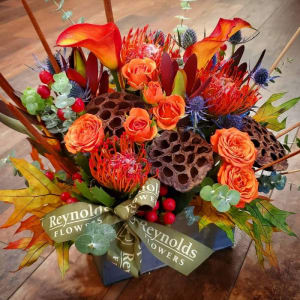 Thanksgiving Protea, Lotus & Thistle Box Flower Bouquet