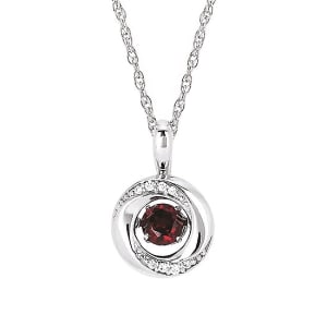 Garnet Birthstone (January) In Sterling Silver Knot Pendant Flower Bouquet