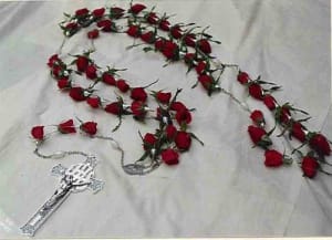 ROSARY with Red Roses Flower Bouquet