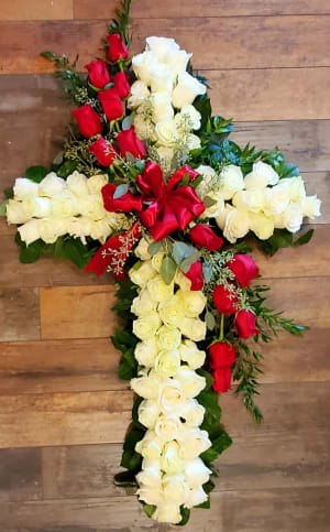 Large White Rose Cross Flower Bouquet