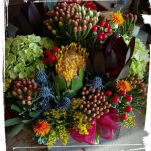 Thistle and Brunia Autumn Box Flower Bouquet