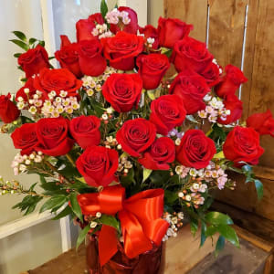 Three Dozen Red Roses, 36 Rose Vase Flower Bouquet