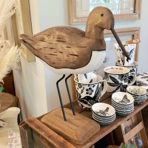 Wooden Seagull, Large Flower Bouquet