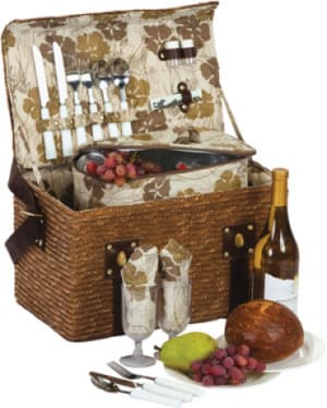 Woodstock Insulated Picnic Basket Equipped for 2 Persons Flower Bouquet