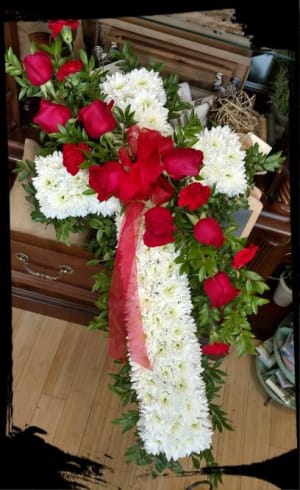 Classic Red & White Cross Flower Bouquet