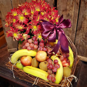 Autumn Plant and Fruit Basket Flower Bouquet